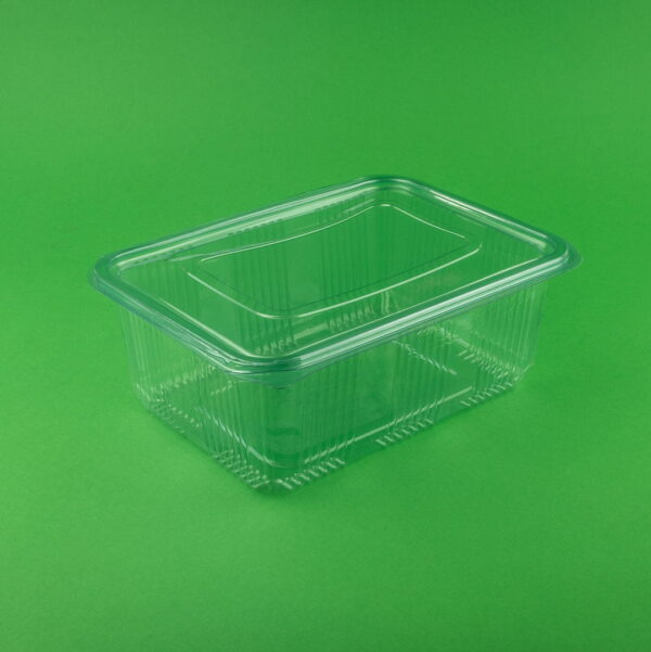 Caserole din plastic cu capac LIMERA - set 100 bucăți, 750 gr, dimensiune 170x105x55mm, ideale pentru industria alimentară și nealimentară.