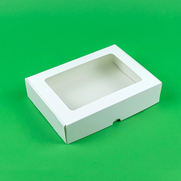 Set de 25 cutii pentru prăjituri cu display duplex, dimensiuni 320x100x35 mm, din material GC1, ideale pentru cofetării, patiserii, magazine și restaurante.